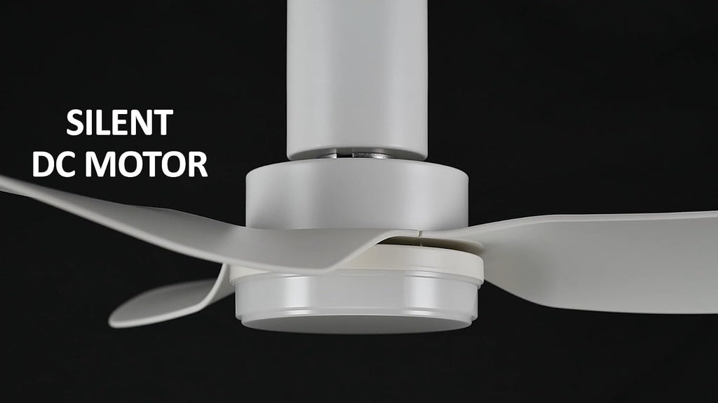 Carro 36' Low Profile Ceiling Fan with Light and Remote, Small Flush Mount Ceiling Fan with 10-speed DC Motor, Indoor & Outdoor, for Bedroom, Living room, White