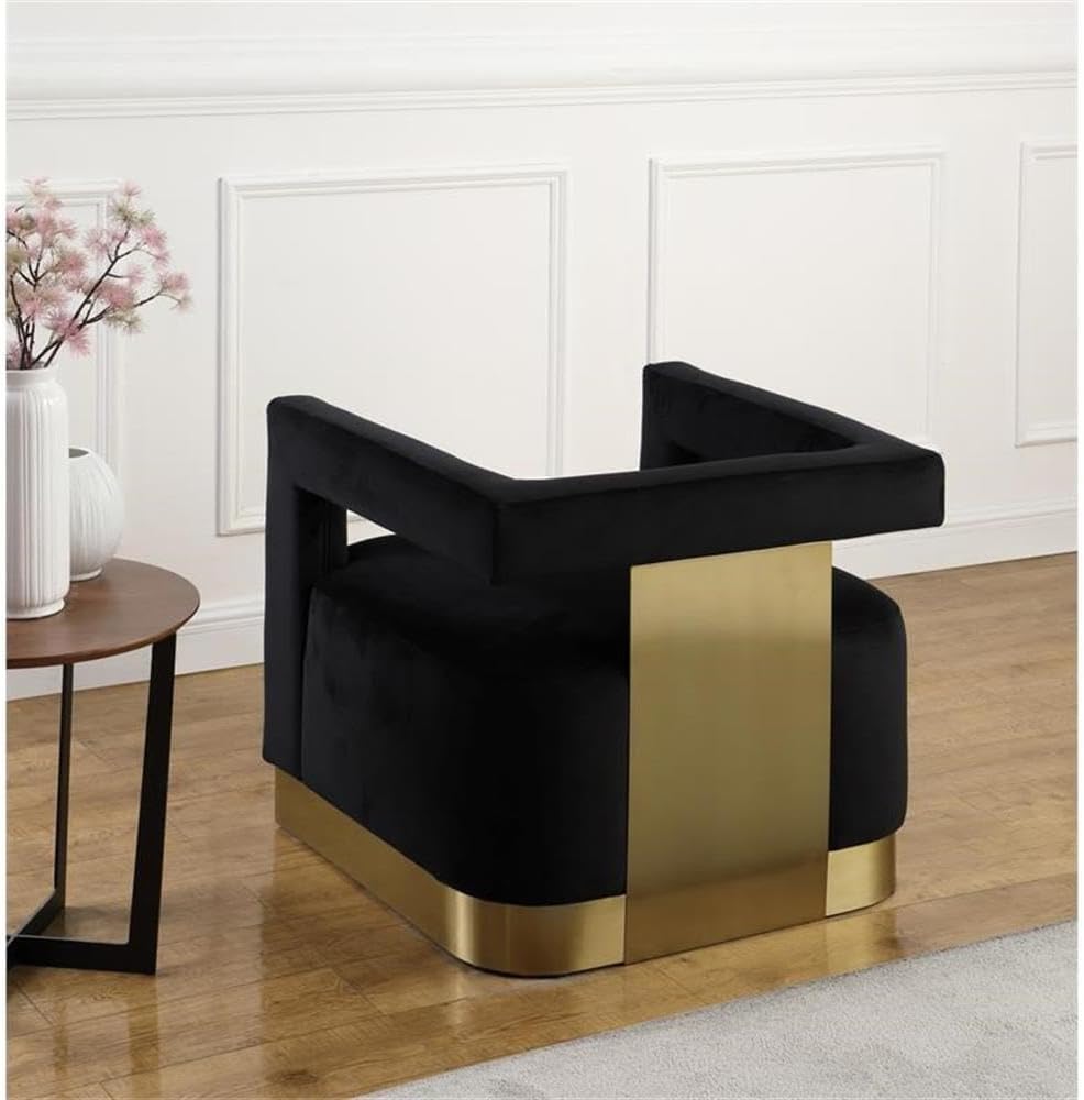 Meridian Furniture Armani 18.5' H Velvet Accent Chair in Black and Gold