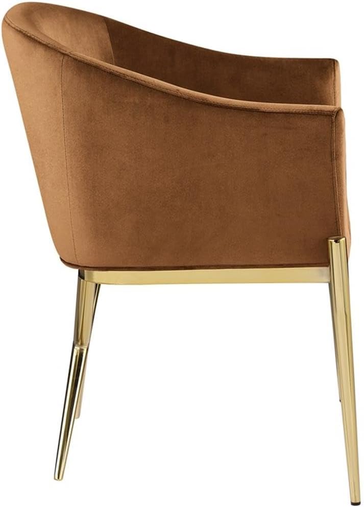 Meridian Furniture 763Saddle-C Xavier Collection Modern | Contemporary Velvet Upholstered Dining Chair with Sturdy Steel X Shaped Legs, 25.5' W x 24.5' D x 31.5' H, Saddle