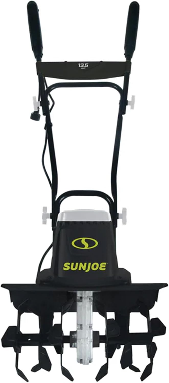 Sun Joe Corded Electric Garden Tiller & Cultivator with Steel Tines, 16', 13.5-Amp Motor - Heavy-Duty Tilling Machine for Lawn, Yard, and Gardening Care, TJ604E