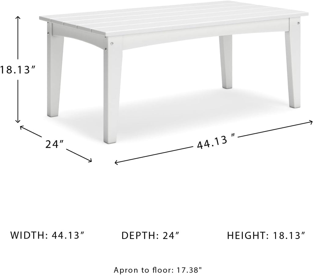 Signature Design by Ashley Hyland Wave Modern Weather Resistant HDPE Outdoor Coffee Table, White