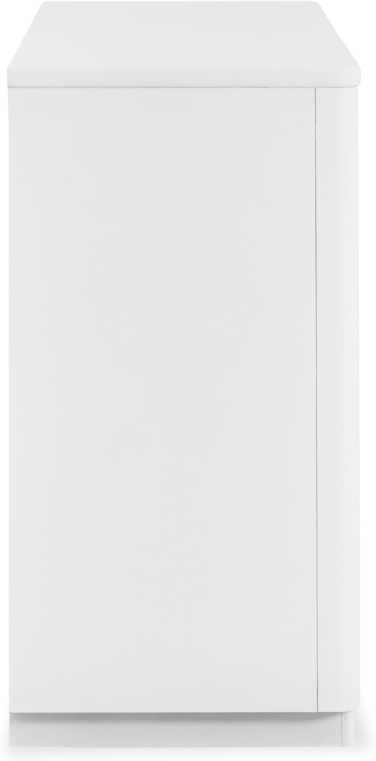 Signature Design by Ashley Chalanna Contemporary Dresser with 6 Drawers, Built-in LED Lighting, Rhinestone Details, Wood, White, 64' W x 20' D x 38.75' H