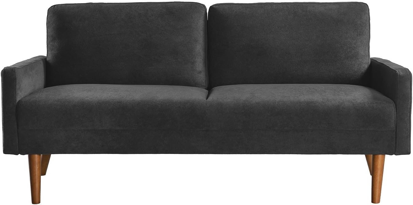 Kent Velvet Sofa, European Style with Sleek Design, Modern & Vintage Flair, Upholstered 3 Seater Couch, Chic Living Room Furniture Seating for Home, Apartment or Office, Black