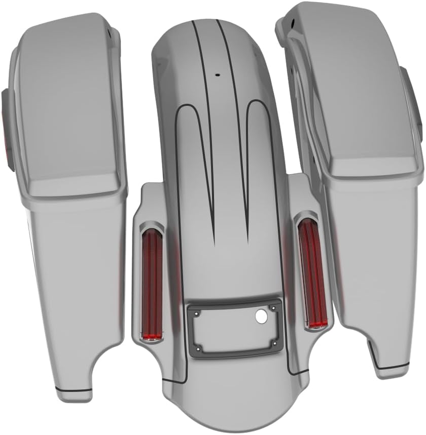 Advanblack Color Matched Stretched Bags, Lids Black Latch Hardware for '23-'24 Harley Touring CVO & 2024 Street Glide, Road Glide (Dark Platinum)