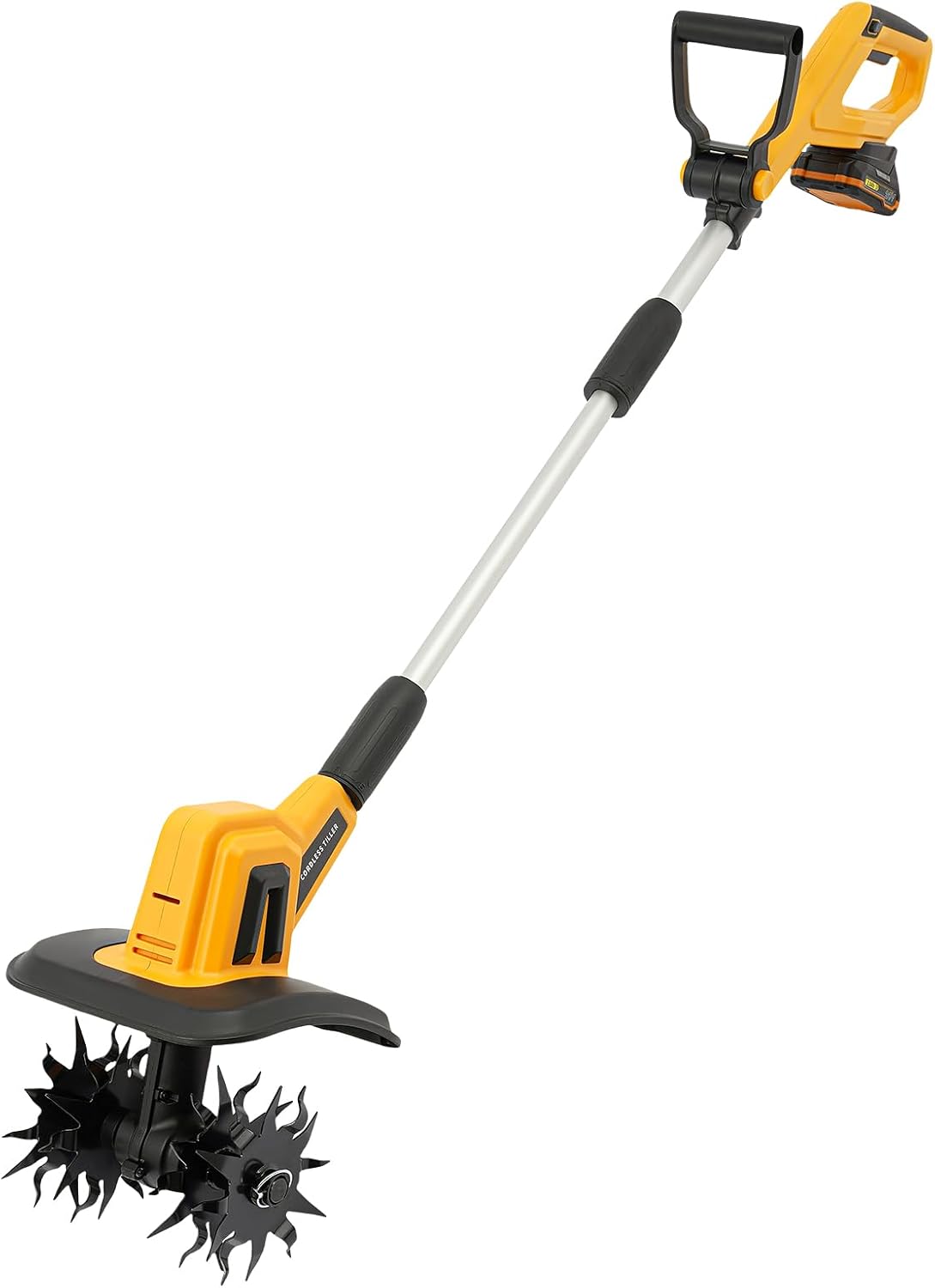 Cordless Tiller Cultivator for Gardening, 20V Electric Garden Tiller, 2Ah Battery Powered Garden Rototiller with Charger, Handheld Rotary Tillers for Lawn Gardening Soil Cultivation