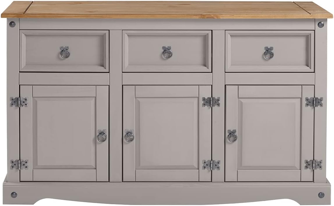 OS Home and Office Furniture Cottage Series Wood Buffet Sideboard in Corona Gray