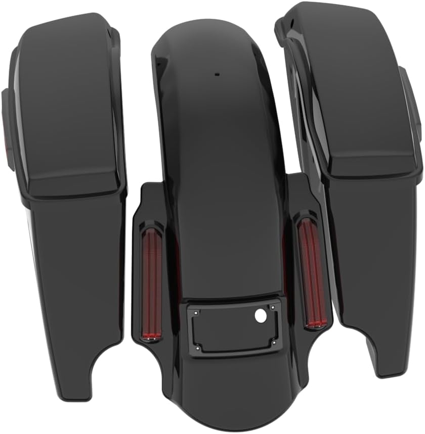 Advanblack Color Matched Stretched Bags, Lids Black Latch Hardware for '23-'24 Harley Touring CVO & 2024 Street Glide, Road Glide (Vivid Black)