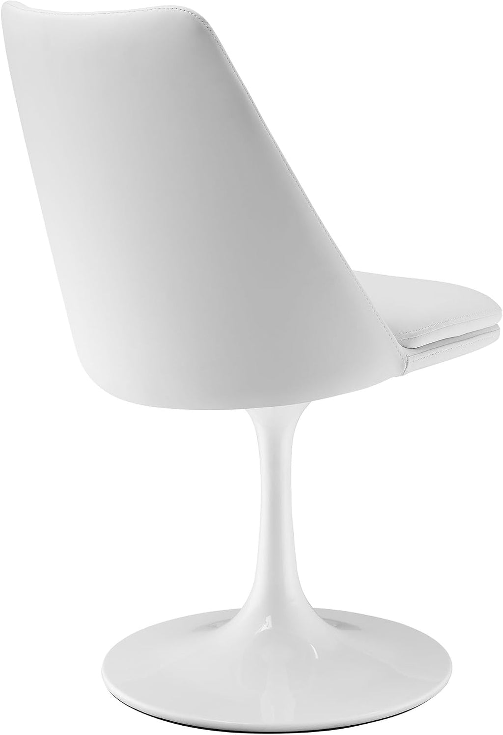 Modway Lippa Faux Leather Swivel Dining Side Chair in White White - Armless Vegan Leather Accent Chair with Pedestal Base - 360° Rotating Office Chair with No Wheels