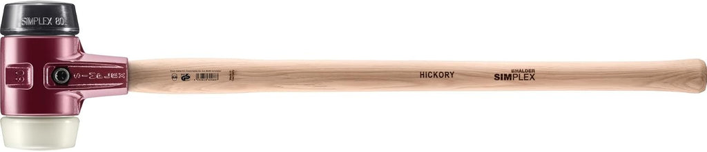 Halder Simplex SledgeHammer 3028.081 – Medium-Hard Rubber Insert, Nylon Insert, Cast Iron Housing with Handle Protection Sleeve, Varnished Wooden Handle, 80mm, 7.6 lbs.