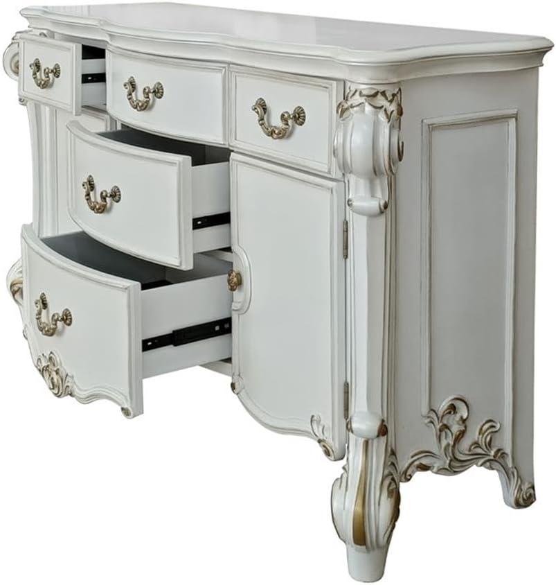Acme Furniture Wood Dresser with 5 Drawers, Antique Pearl