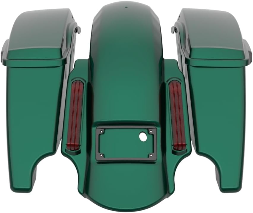 Advanblack Color Matched Stretched Bags, Lids Black Latch Hardware for '23-'24 Harley Touring CVO & 2024 Street Glide, Road Glide (Alpine Green)