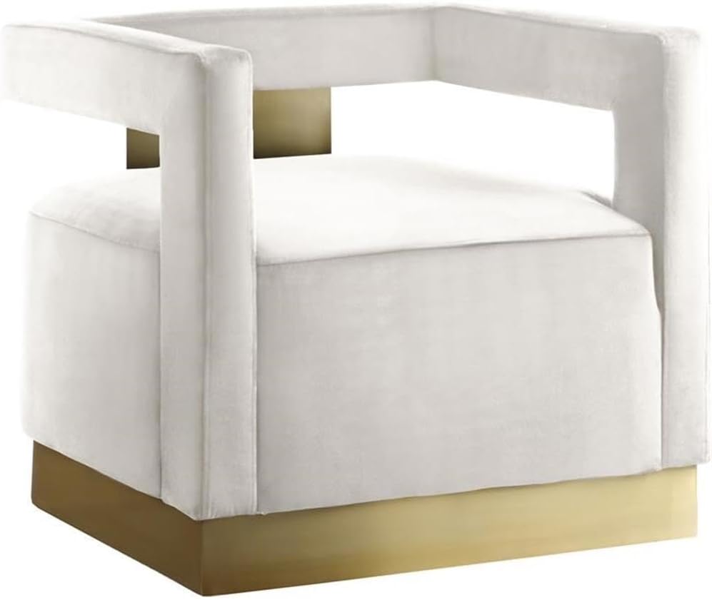 Meridian Furniture Armani 18.5' H Velvet Accent Chair in Cream and Gold