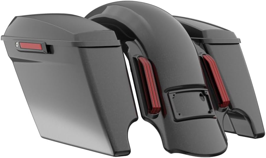 Advanblack Color Matched Stretched Bags, Lids Black Latch Hardware for '23-'24 Harley Touring CVO & 2024 Street Glide, Road Glide (Raven Fade)
