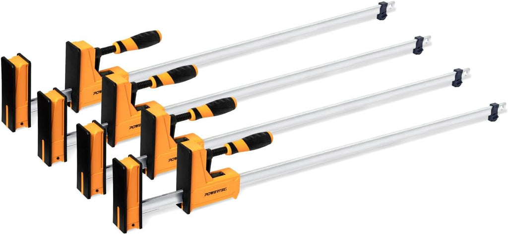POWERTEC 71602-P2, 4PK Woodworking Parallel Clamps 48-Inch | Jaw Bar Clamp Spreader Tool