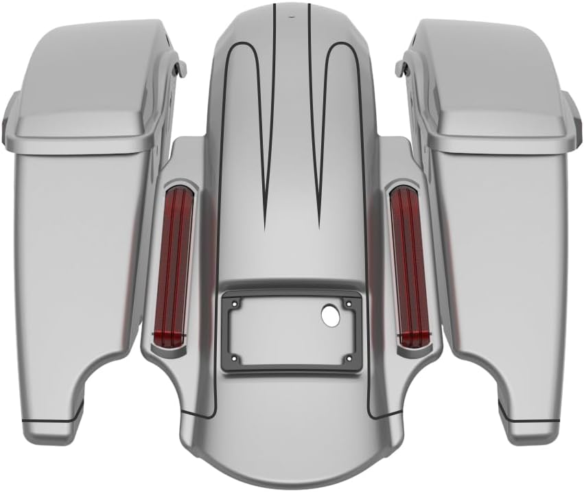 Advanblack Color Matched Stretched Bags, Lids Black Latch Hardware for '23-'24 Harley Touring CVO & 2024 Street Glide, Road Glide (Dark Platinum)