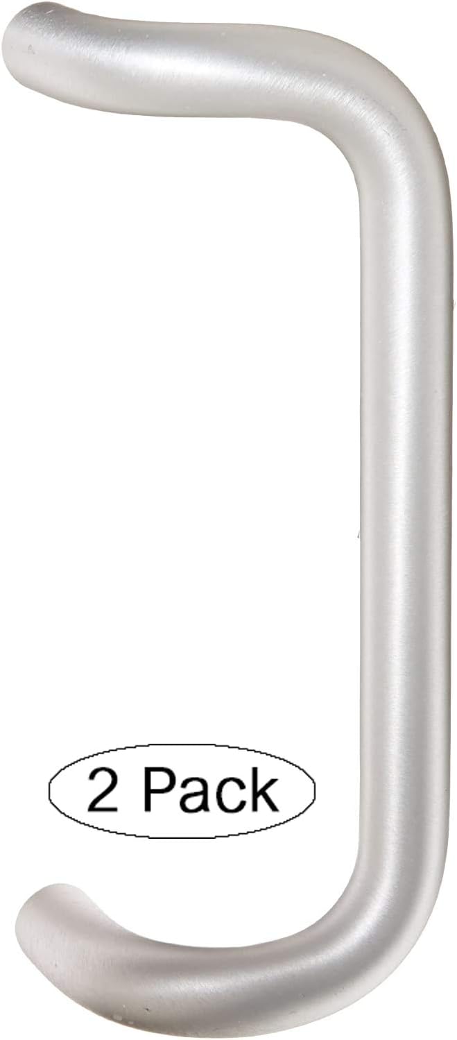 Rockwood BF157.28 Aluminum 90-Degree Offset Door Pull, 1' Diameter x 10' Center-to-Center, Through Bolt Mounting for 1-3/4' Door, Clear Anodized Finish (Pack of 2)