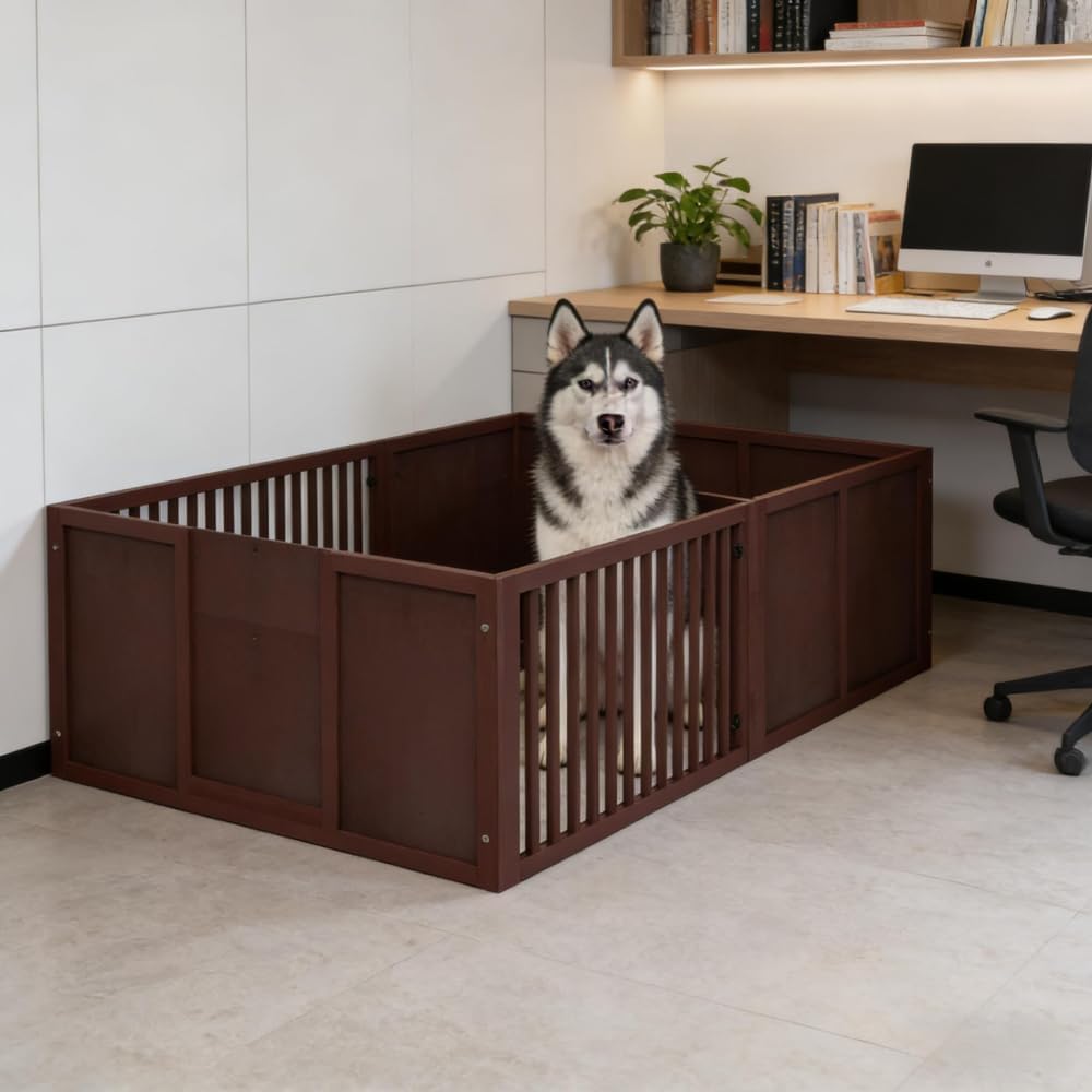 Premium Heavy-Duty Plastic Pet Carrier for Dogs and Cats – Lightweight, Ventilated Travel Box with Secure Latches and Carry Handle (Brown + Coffee + MDF + Wood)