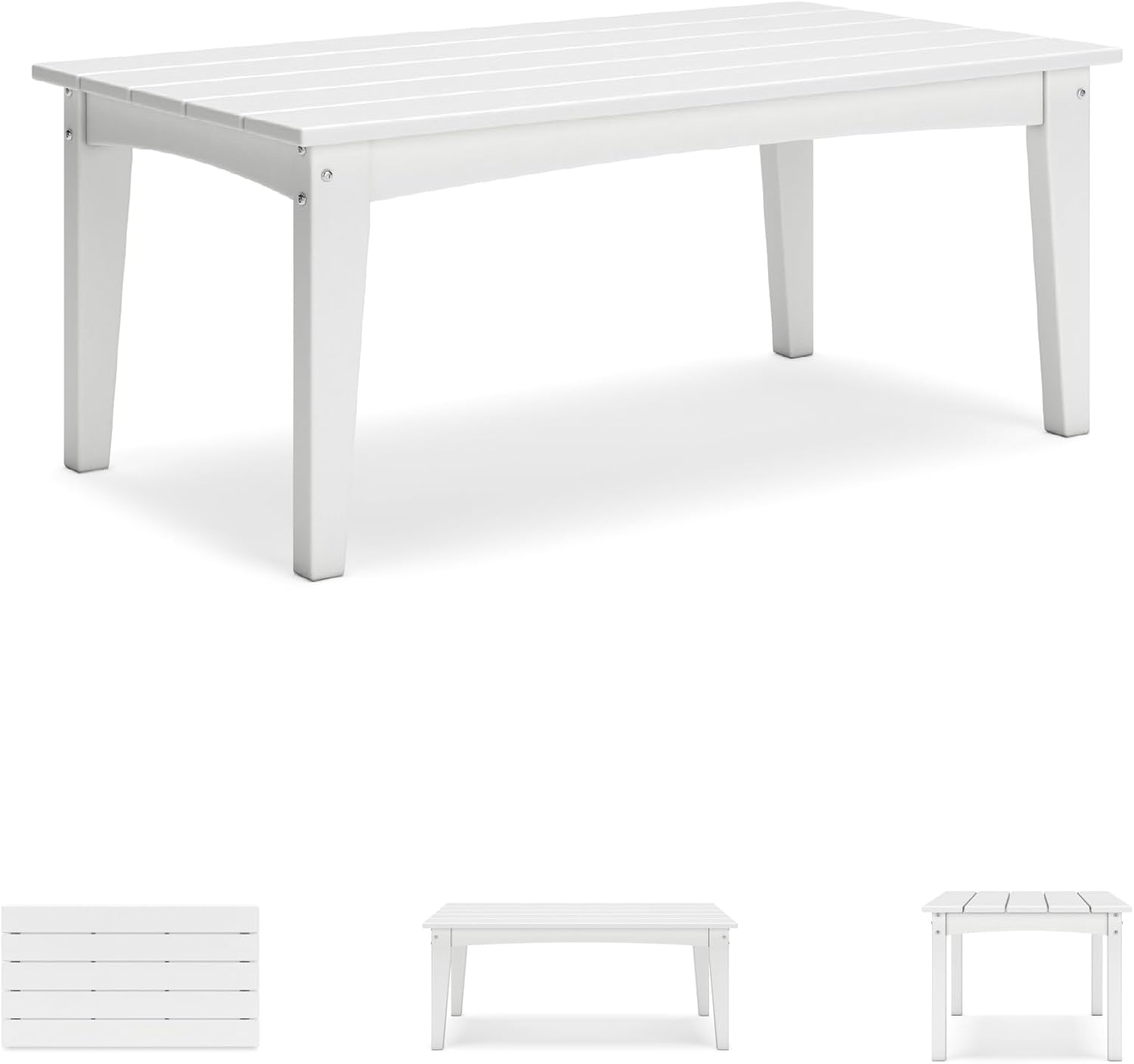 Signature Design by Ashley Hyland Wave Modern Weather Resistant HDPE Outdoor Coffee Table, White