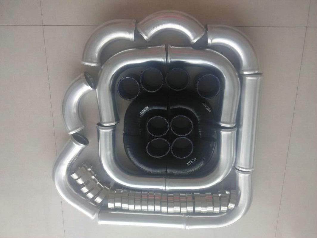 2.5' 64mm aluminum universal Intercooler Turbo Piping pipe + Black hose + Clamp