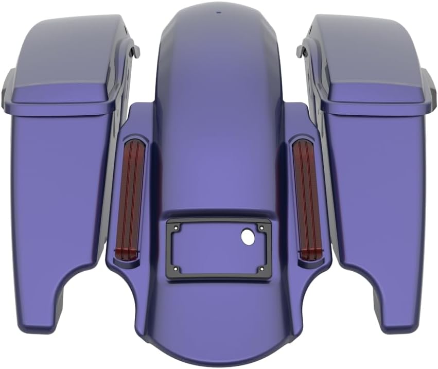 Advanblack Color Matched Stretched Bags, Lids Black Latch Hardware for '23-'24 Harley Touring CVO & 2024 Street Glide, Road Glide (Purple Abyss)