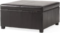 Christopher Knight Home Living Berkeley Brown Leather Square Storage Ottoman, Espresso