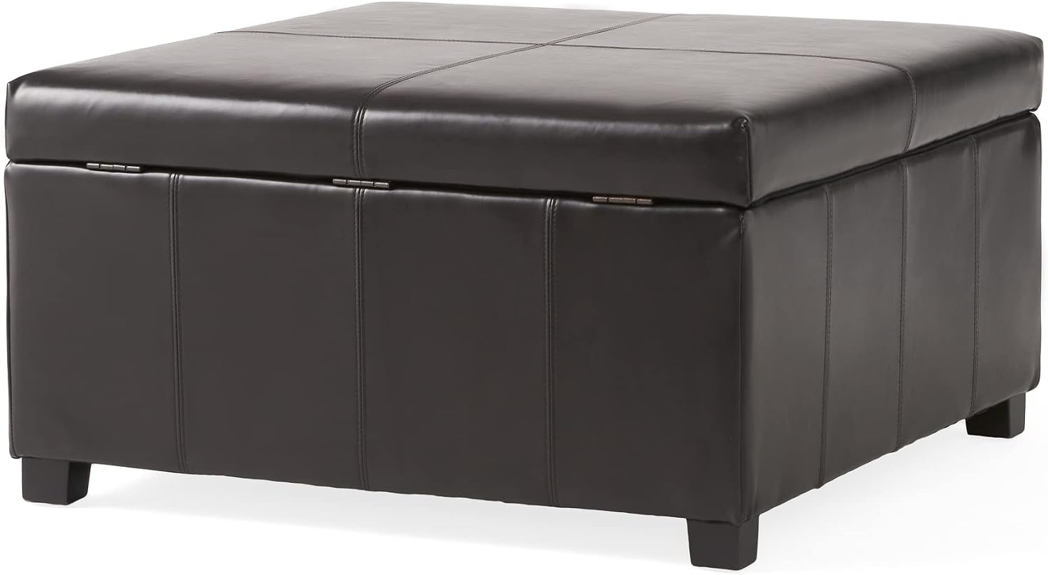 Christopher Knight Home Living Berkeley Brown Leather Square Storage Ottoman, Espresso