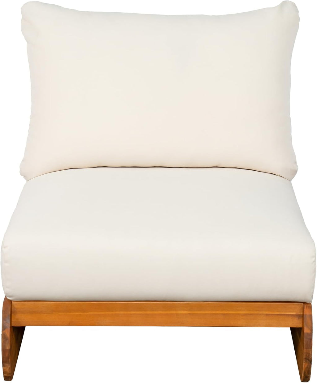Christopher Knight Home Poppy Outdoor Club Chair with Water Resistant, Acacia Wood Lounge Chair Outdoor, Patio Low Profile Accent Chair, Comfy Reading Chair for Garden Backyard, Teak + Beige
