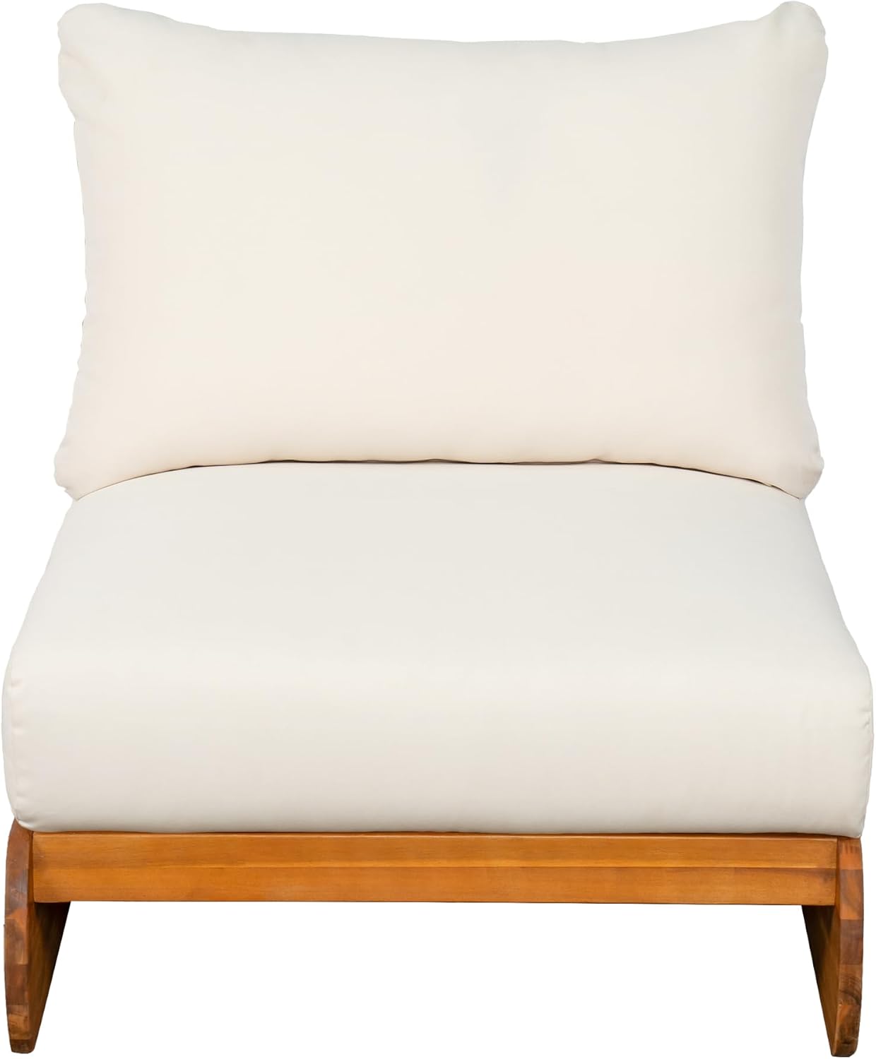 Christopher Knight Home Poppy Outdoor Club Chair with Water Resistant, Acacia Wood Lounge Chair Outdoor, Patio Low Profile Accent Chair, Comfy Reading Chair for Garden Backyard, Teak + Beige
