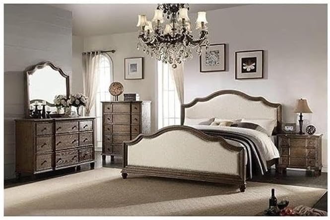 Acme Baudouin 9 Drawer Wooden Dresser in Weathered Oak