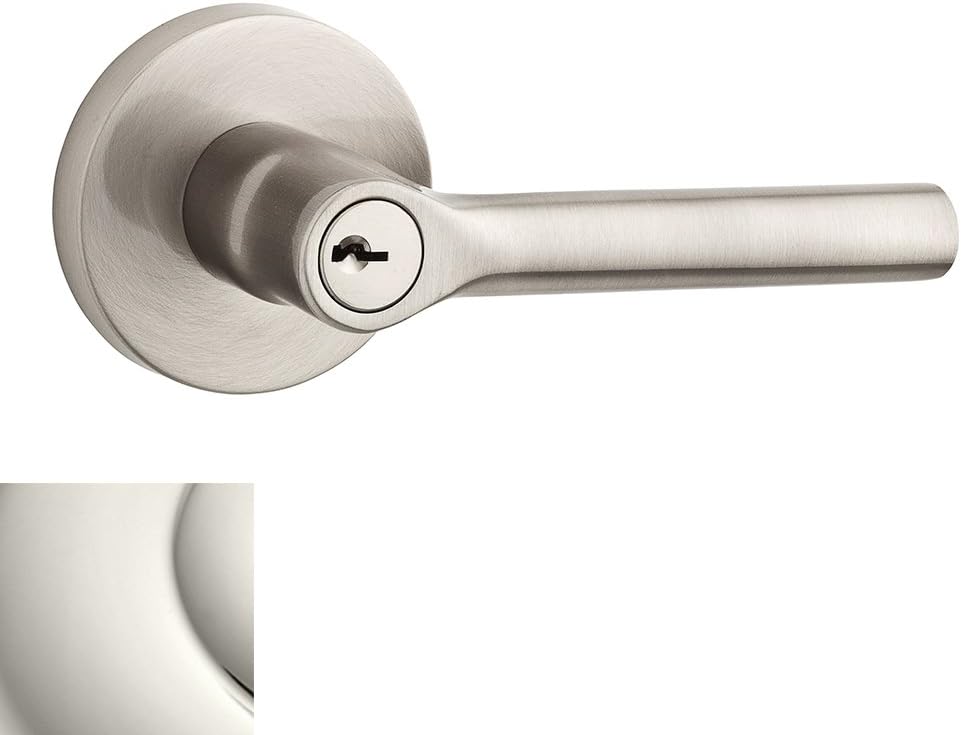 Baldwin EN.TUB.CRR Tube Single Cylinder Keyed Entry Door Lever Set with Contempo, Polished Nickel