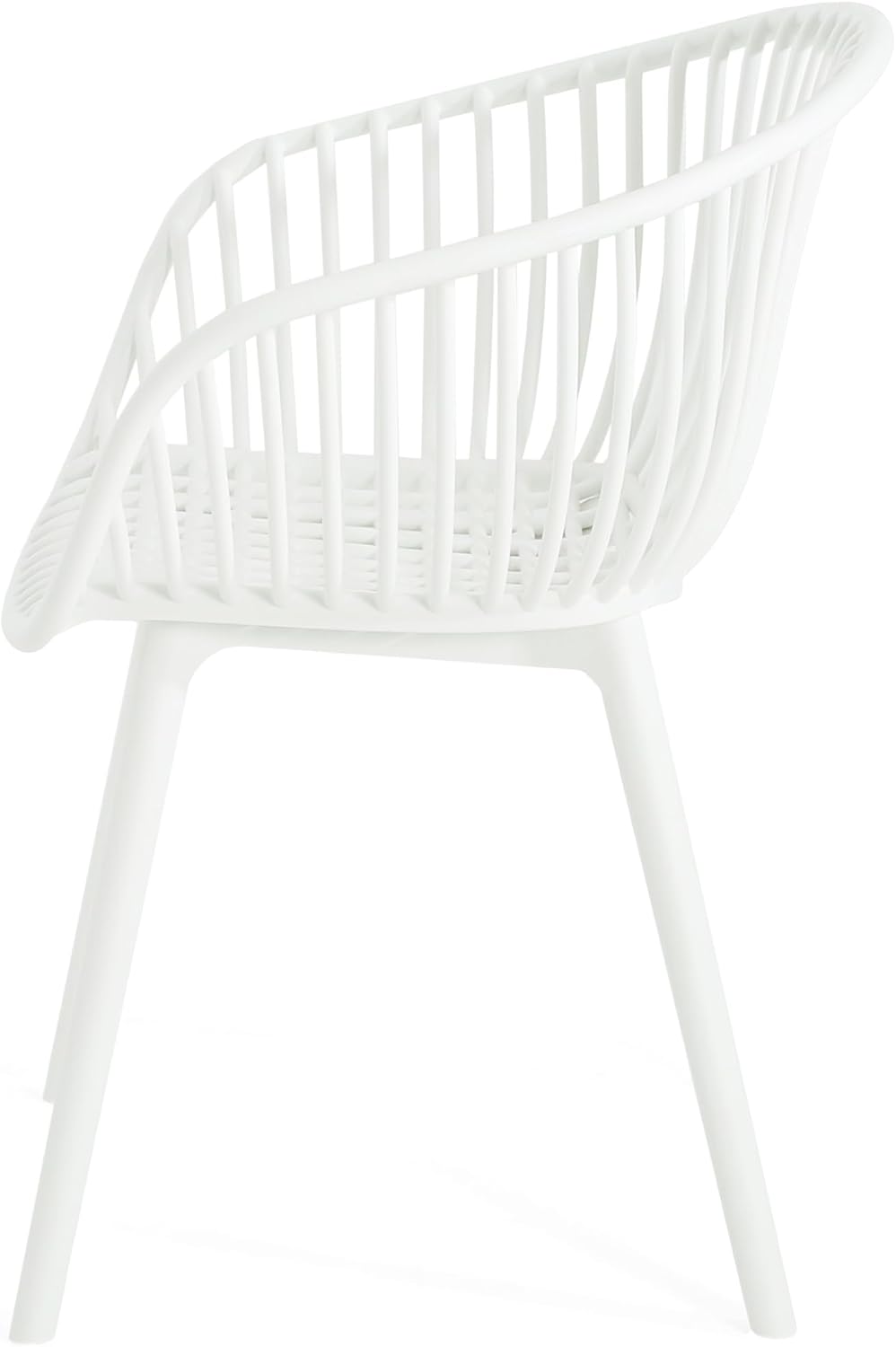 Christopher Knight Home Modern Accent Chair–White Outdoor Patio Chairs Set of 2 – Lounge Chairs for Balcony or Garden – Weave Design – Stylish and Comfortable Seating for Backyard or Terrace