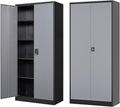 Fesbos Metal Storage Cabinet-72' Tall Steel File Cabinets with Lockable Doors and Adjustable Shelves-Black&Gray Steel Storage Cabinet for Kitchen, Office, Garage