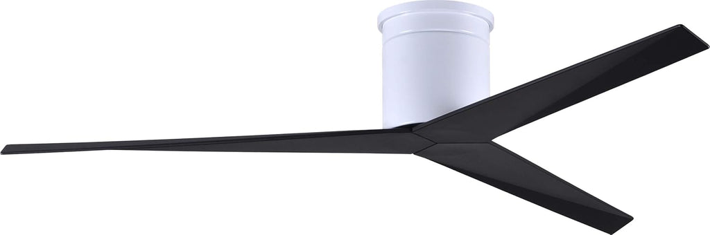 Matthews EKH-WH-BK Eliza Damp Rated 56' Flush Mount Ceiling Fan with Remote & Wall Control, DC Motor, Gloss White with Matte Black