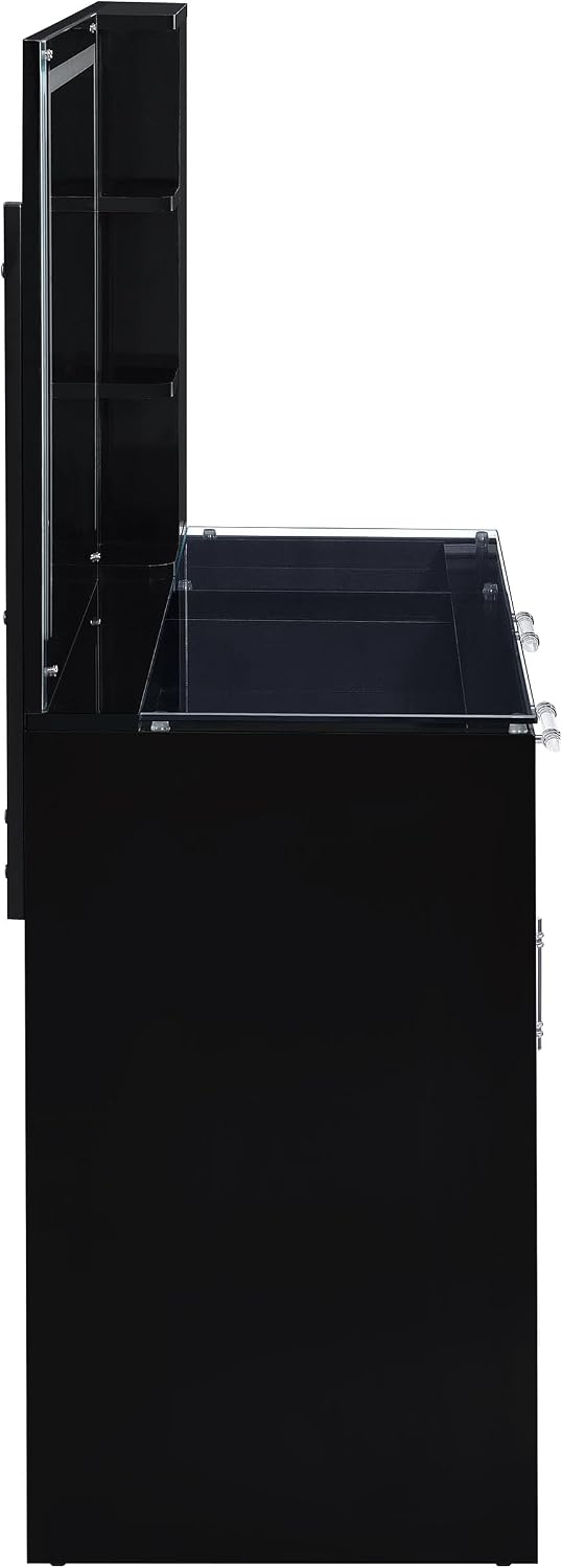 Coaster Home Furnishings Flora 2-Drawer Vanity Set with Led Mirror Black High Gloss