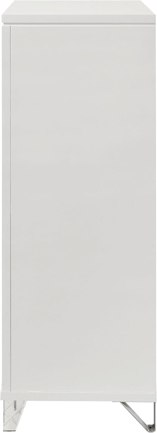 Coaster Home Furnishings Marmore Contemporary Wood 5-Drawer Bedroom Chest of Drawers Chiffonier Clothing Storage Cabinet Bedroom Armoire Tall Dresser Organizer Unit White 224965