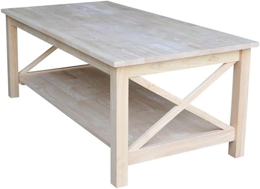 Hampton Solid Wood Coffee Table, Unfinished