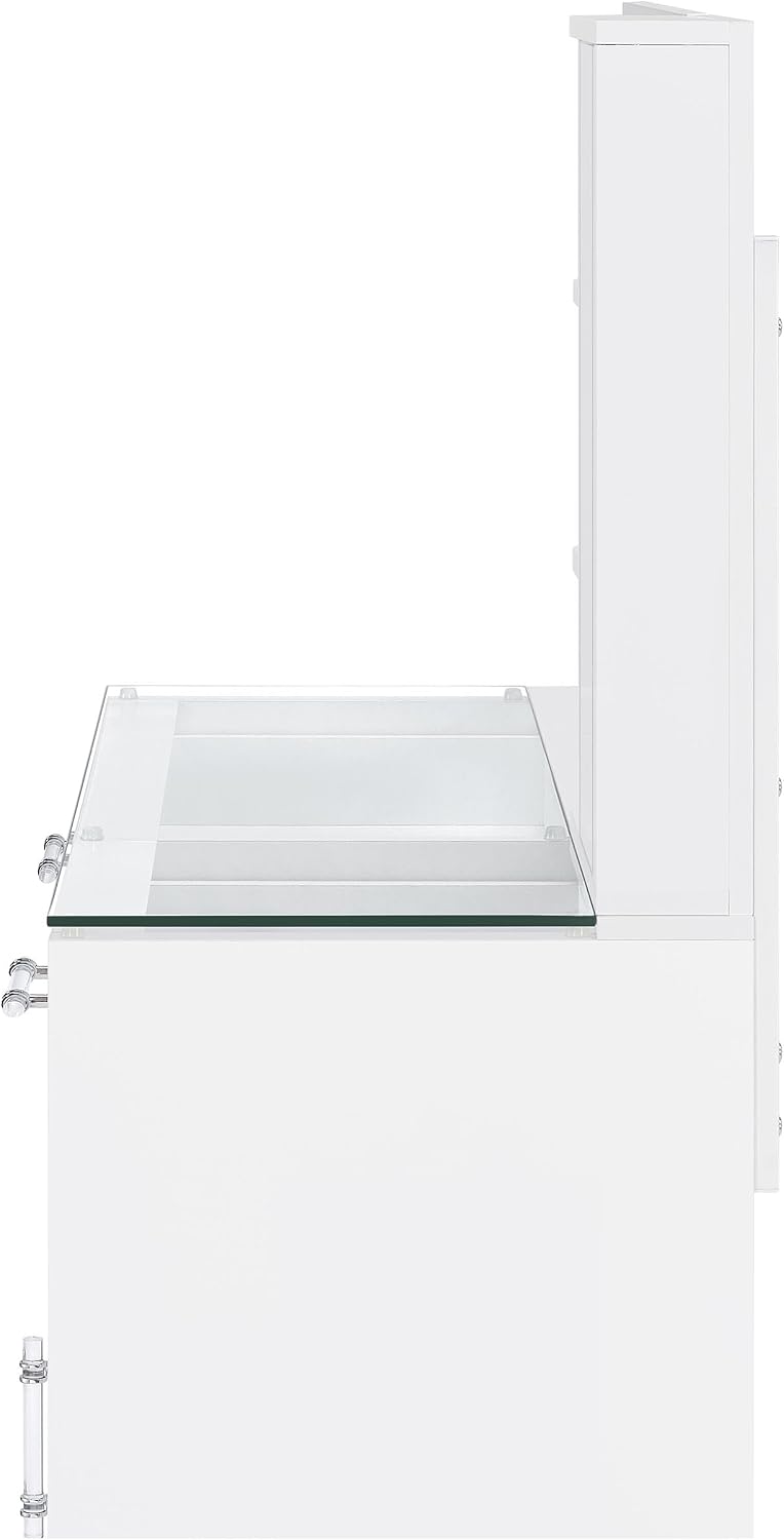 Coaster Home Furnishings Flora 2-Drawer Vanity Set with Led Mirror White High Gloss