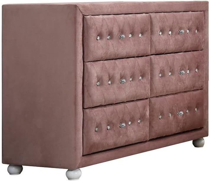 Acme Furniture Reggie Dresser in Pink Fabric