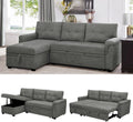 Naomi Home L Shaped Sectional Couch with Storage & Pull Out Bed – 3-in-1 Convertible Sleeper Sofa Bed, Small L Shape Sofa for Living Room, Sofa Bed with Storage Chaise in Gray, Velvet