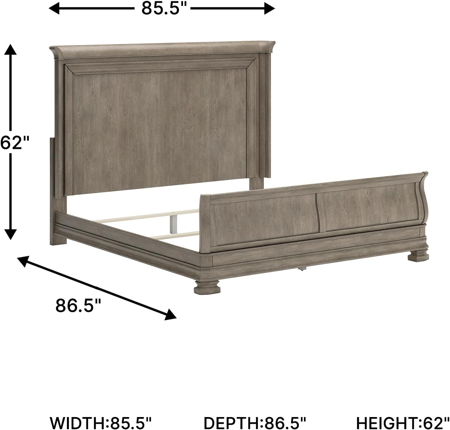 Signature Design by Ashley Lexorne Traditional King Sleigh Bed, Foundation or Box Spring Needed, Light Gray