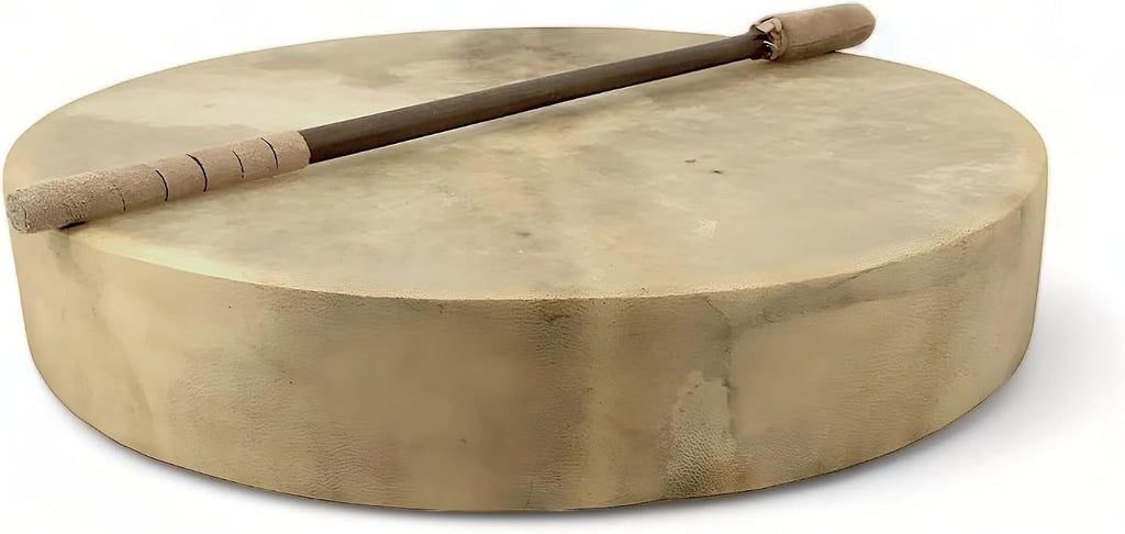 GMP Traditional Frame Drum/Bodhran with Handle, 15' Diameter | Natural Goatskin Head, Comes with Wood and Leather Mallet