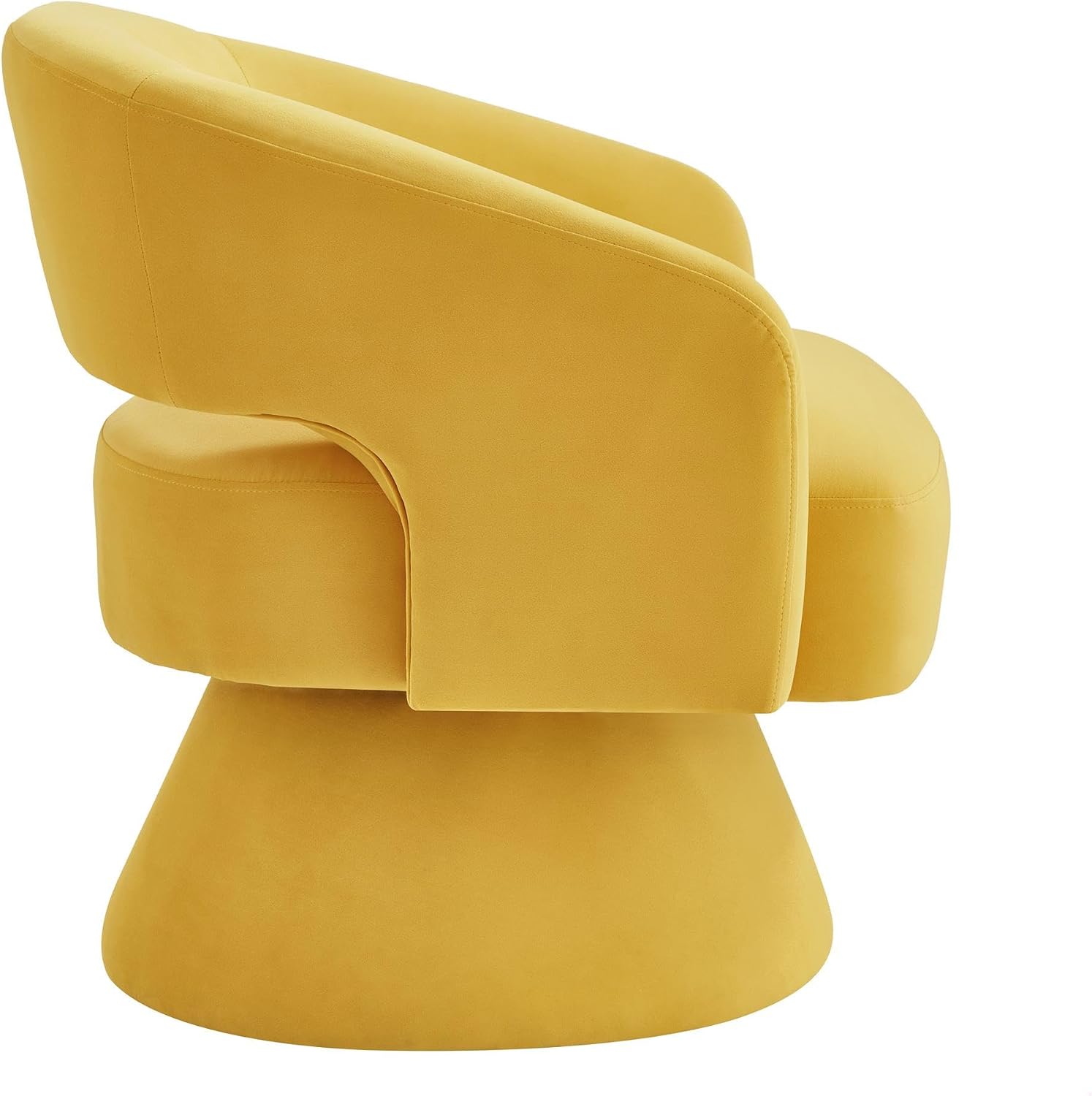 GDFStudio Swivel Barrel Chair Accent Arm Chair for Living Room Upholstered Velvet Round Reading Armchair Modern 360 Degree Comfy Swivel Chair with Open Backrest for Bedroom Office, Yellow