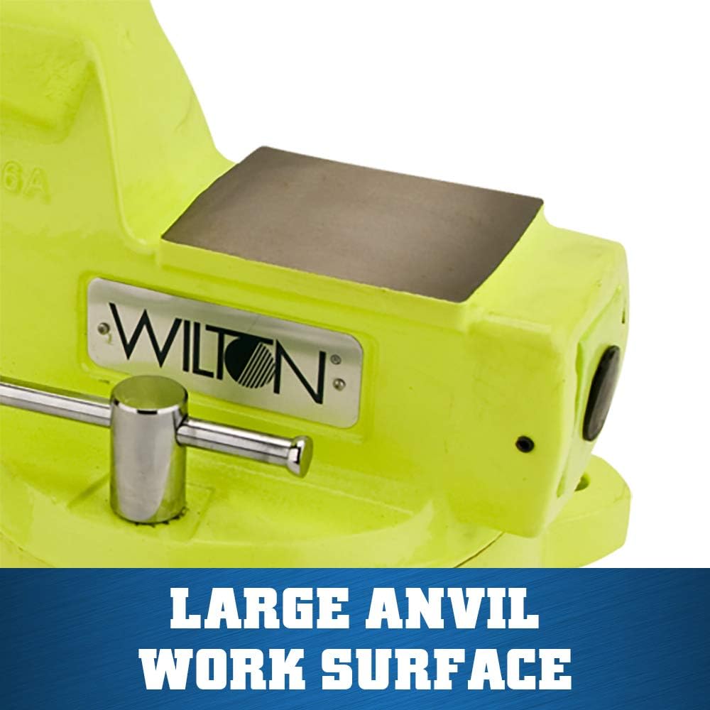 Wilton High-Vis Safety Bench Vise, 5' Jaw Width, 5-1/4' Jaw Opening, 3-3/4' Throat (Model 1550)