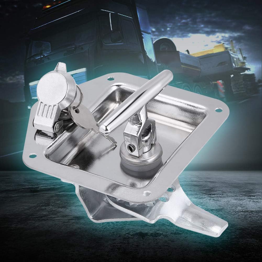 4pcs Tool Box Latch, Stainless Steel T-Handle Latches Tool Box Locks with Keys and Gasket Folding T-Handles Latch Heavy Duty Flush Mount Handle Latch for RV, Camper,Toolbox,Truck Trailer (4)