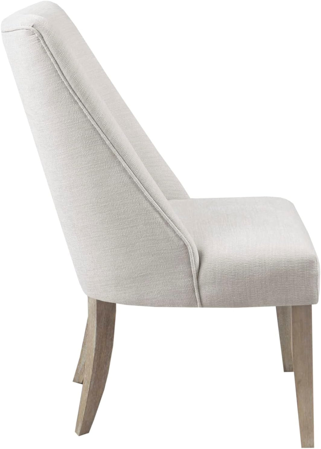 Martha Stewart Winfield Upholstered High Back Accent Dining Chairs Set of 2, Padded Seat, Solid Wood Legs, Chambray Fabric, Cottage, Farmhouse, Ivory, 23' W x 24.75' D x 38' H