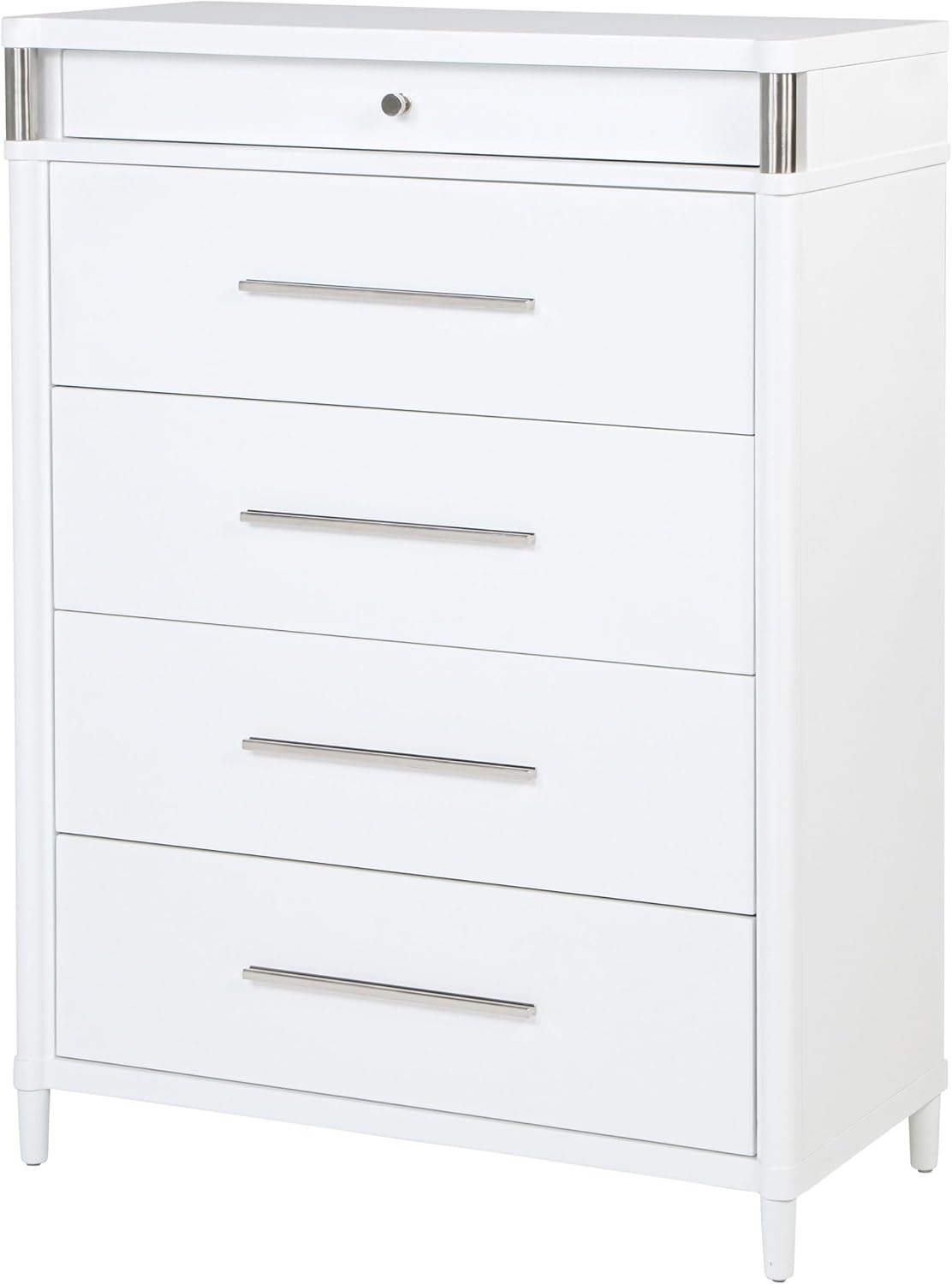 Coaster Home Furnishings - Gracemont - Wood - 5-Drawer Chest of Drawers with Bar Pull Handles, Rounded Corners, Metal Tube Accents and Felt-Lined Top - Bedroom - White - 225075