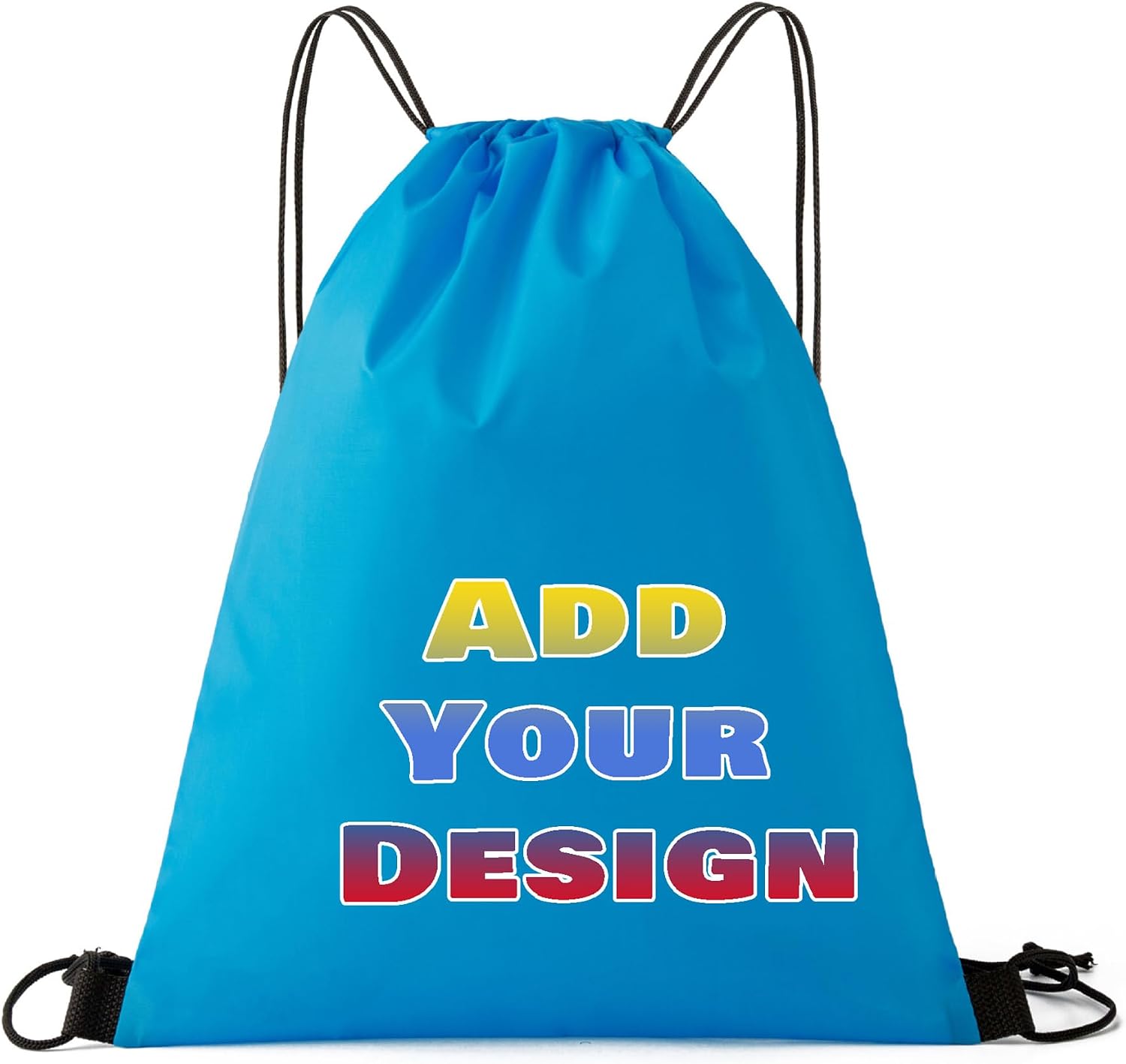 Custom Drawstring Bags Set of 50, Personalized Bulk Pack with Logo/Text-Suitable for Travelling Gym Camping Hiking-Process Blue