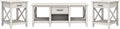 Bush Home Key West Coffee Table with Set of 2 End Tables in Linen White Oak