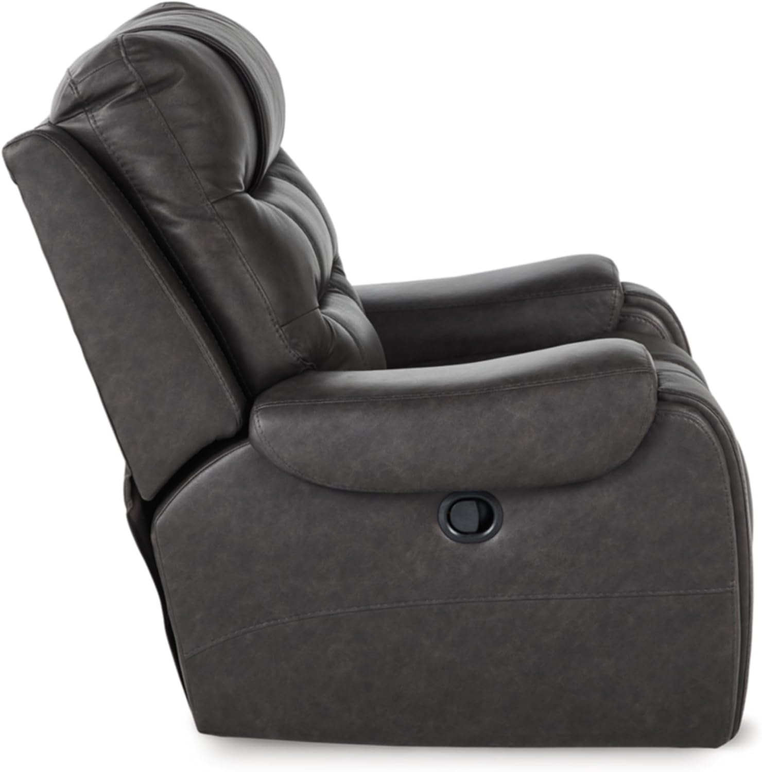 Signature Design by Ashley MakingMoves Rocker Recliner, Faux Leather Oversized Recliner Chair, No Assembly Required, with Pop-Out Cup Holders for Living Rooms, Smoke, 40' W