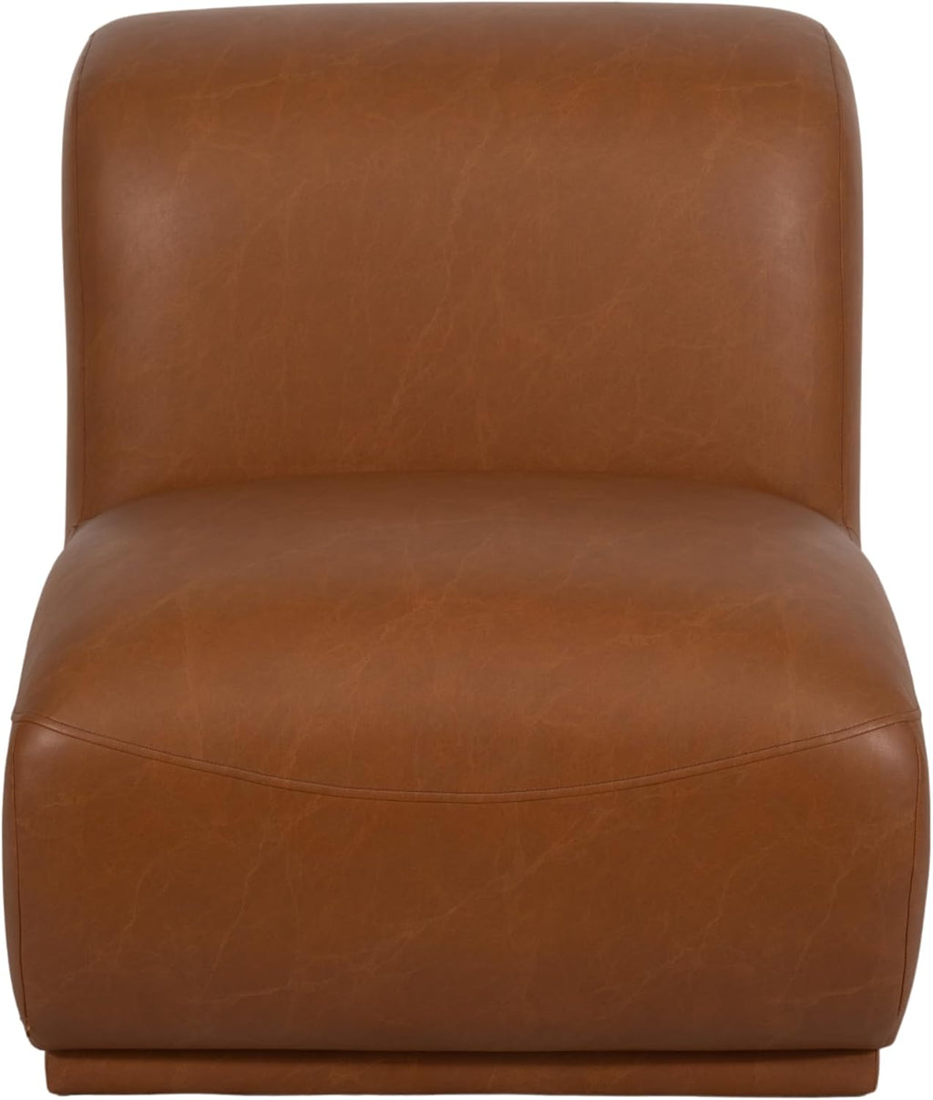 Sagebrook Home Brown Armless Accent Chair, Sturdy Wood Construction, Soft Non-Woven Fabric